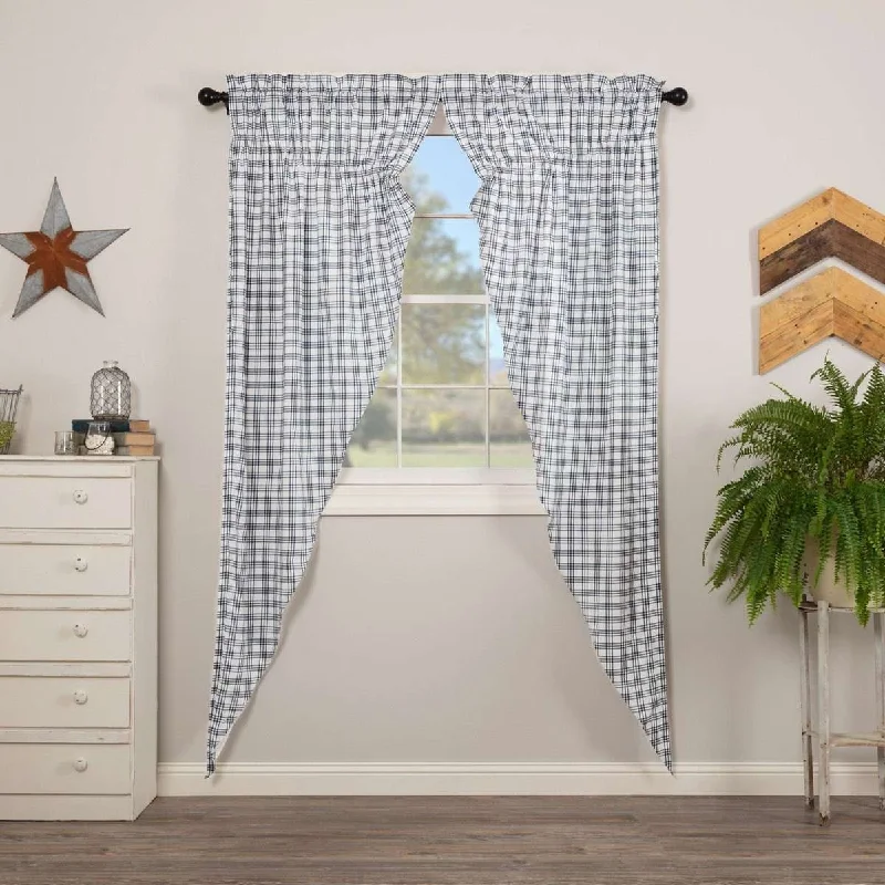 Sawyer Mill Blue Plaid Prairie Long Panel Curtain Set of 2