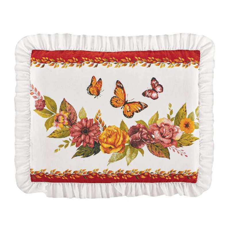 Fall Floral Wreath Ruffle Border Pillow Sham