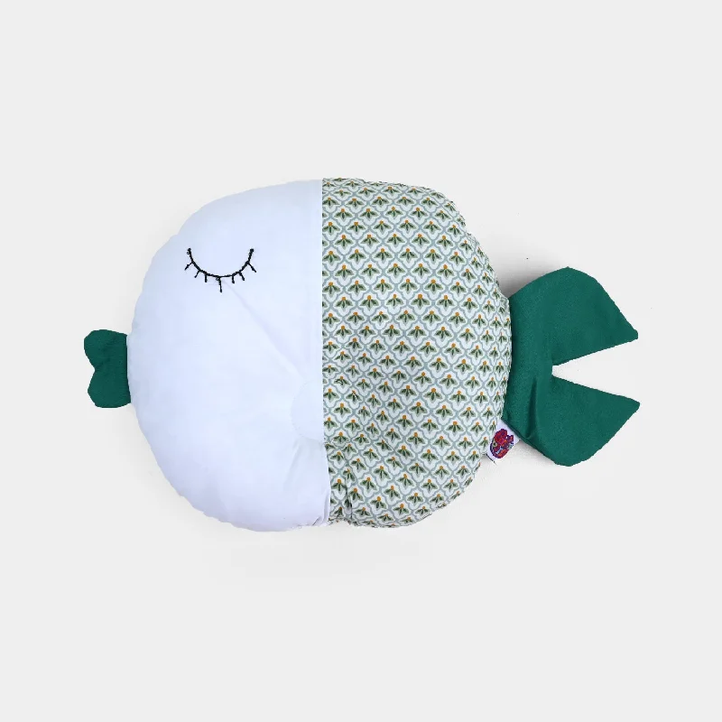 Baby Round Fish Pillow | Green Flower