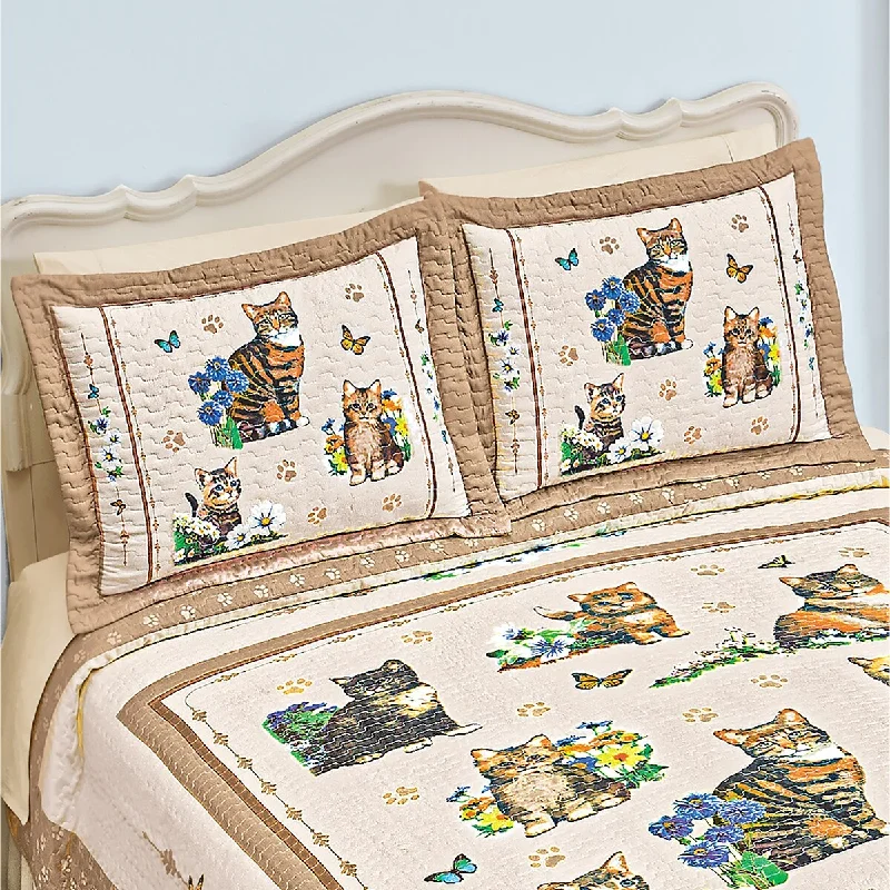 Cat Collage and Paw Print Border Polyester Pillow Sham