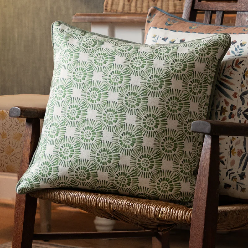 Vali Printed Piped Cushion Sage