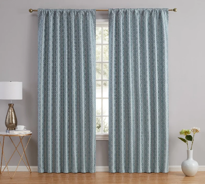 Franklin Moroccan Trellis 100% Blackout Back Tab Curtain Panels