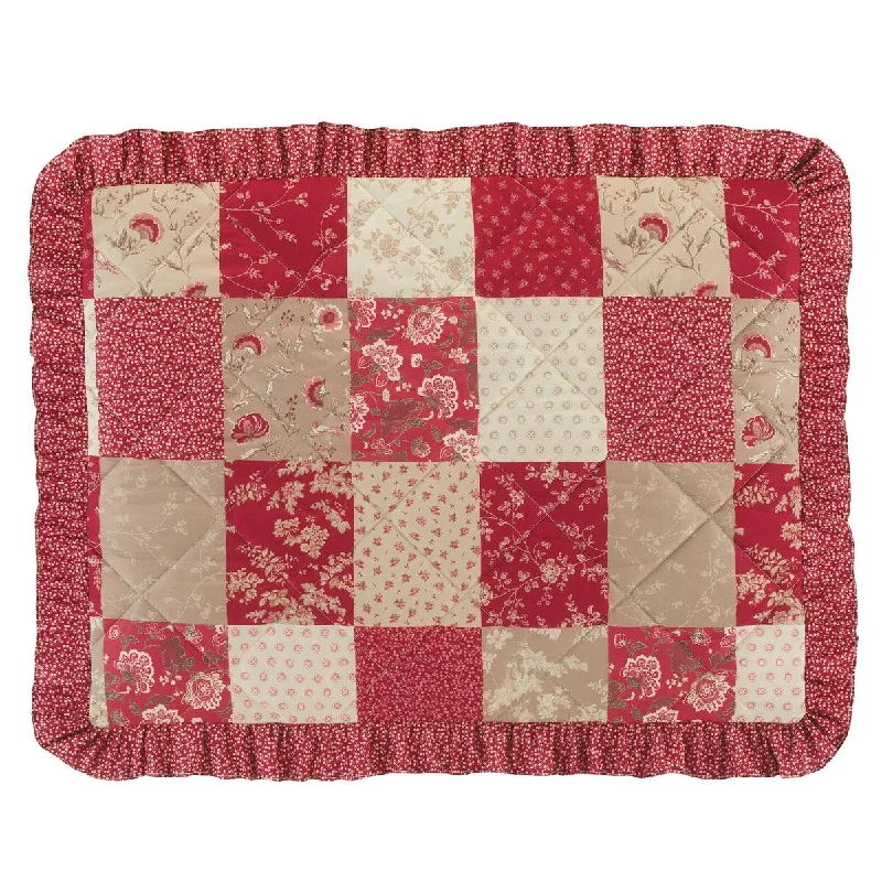 Burgundy Patchwork Ruffle Pillow Sham