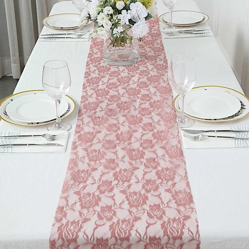 12" x 108" Rose Flower Design Lace Table Runner