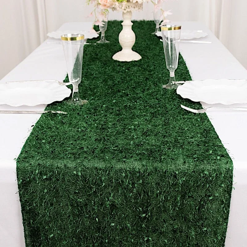 12" x 108" Polyester Table Runner with Shaggy Fringe