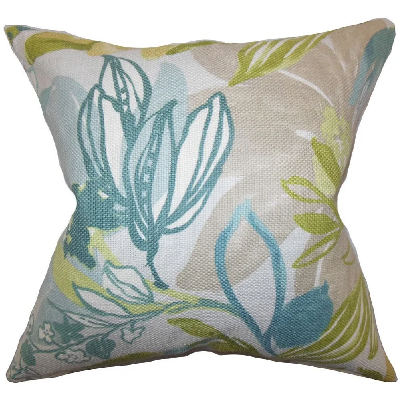 Ebele Floral Euro Sham Blue Green