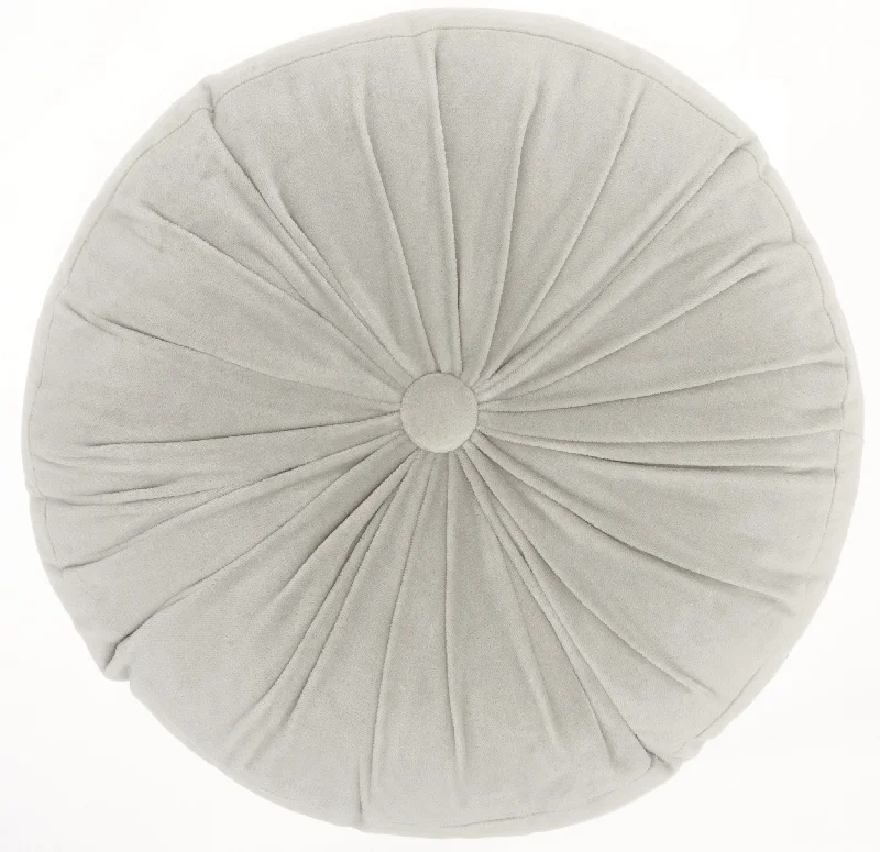 Light Gray Tufted Round Throw Pillow