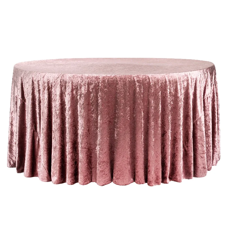 Velvet 120" Round Tablecloth - Dark Dusty Rose/Mauve