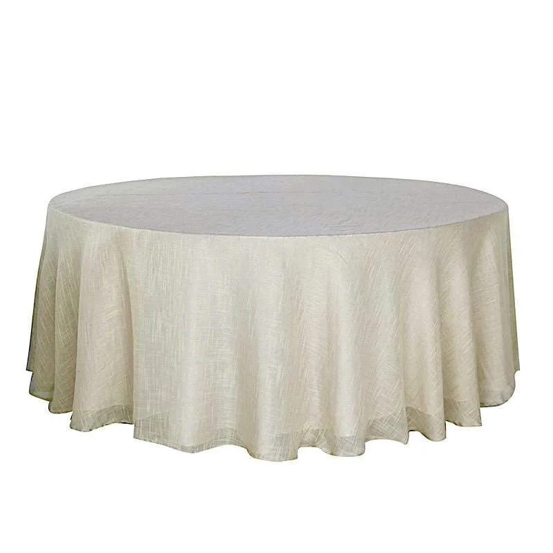 108" Round Premium Faux Burlap Polyester Tablecloth