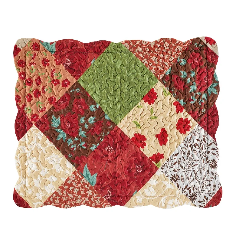 Traditional Floral Patchwork Scalloped Edge Pillow Sham