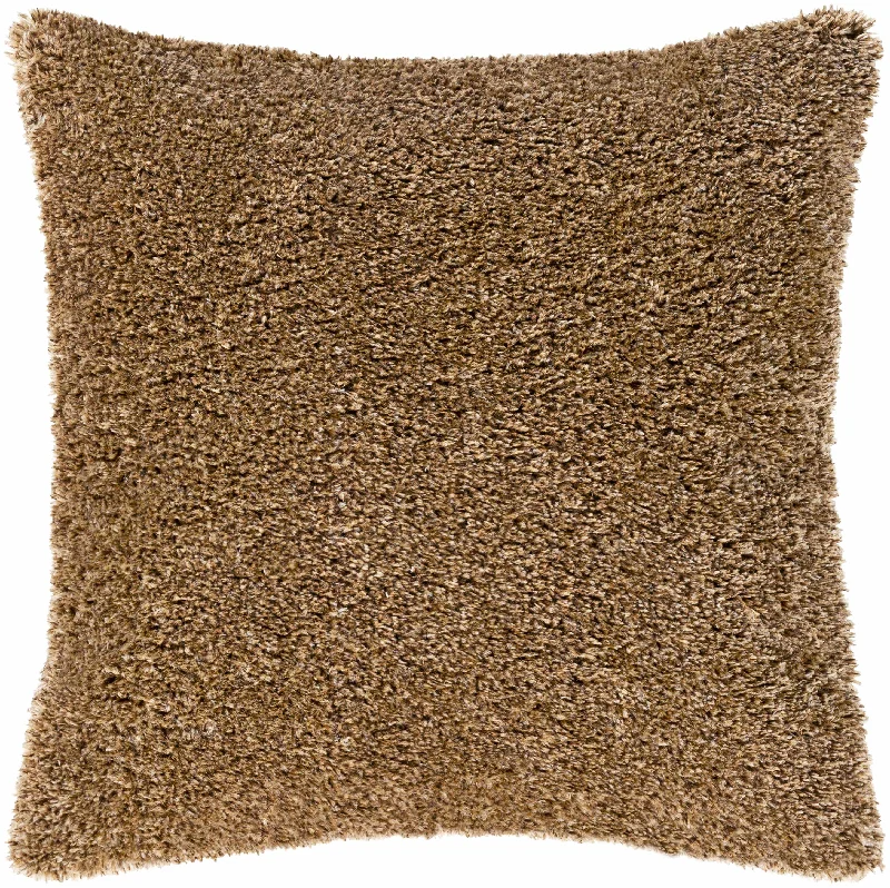 Mertzon Cozy Brown Shag Throw Pillow - Clearance