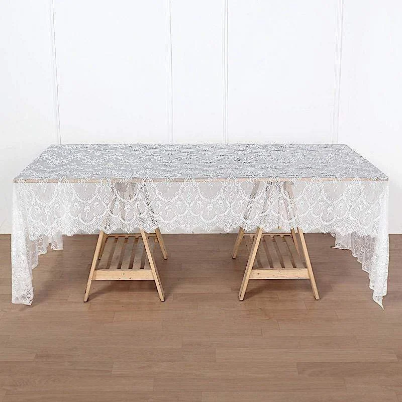 60" x 120" Premium Lace Rectangular Tablecloth with Floral Design