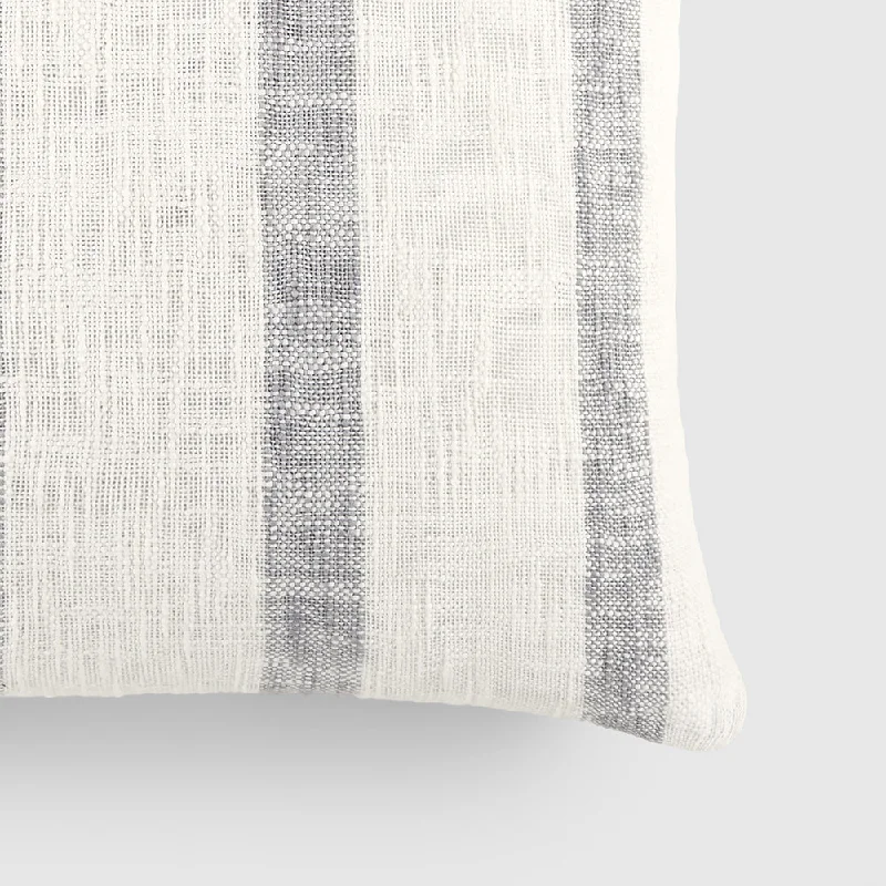 Yarn-Dyed Awning Stripe Decor Throw Pillow - Gray