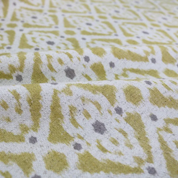 Home Furnishing Ikat Linen Mix Geometric -Stevie in Mustard Yellow