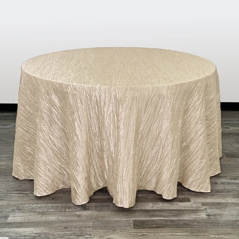 120 inch Crinkle Taffeta Round Tablecloth Champagne