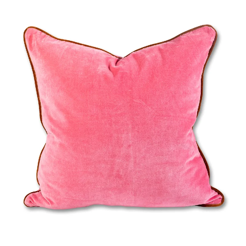 Charliss Velvet Pillow - Light Pink + Rust