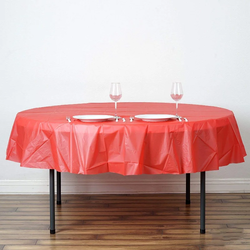 84" Disposable Round Plastic Table Cover Tablecloth - Red