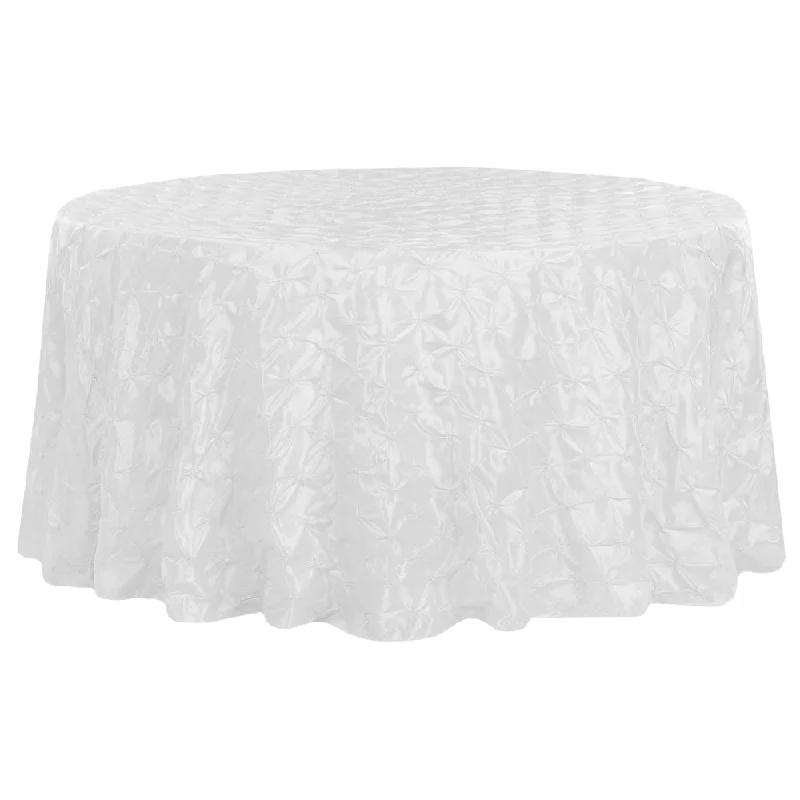 132" Pinchwheel Round Tablecloth - White