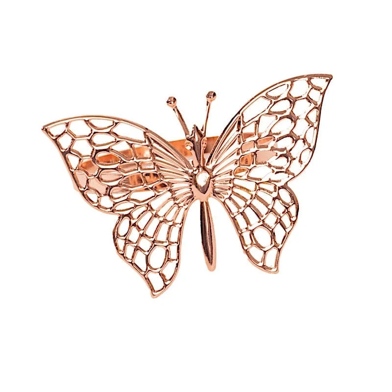 4 Laser Cut Butterfly Design Decorative Metal Napkin Rings