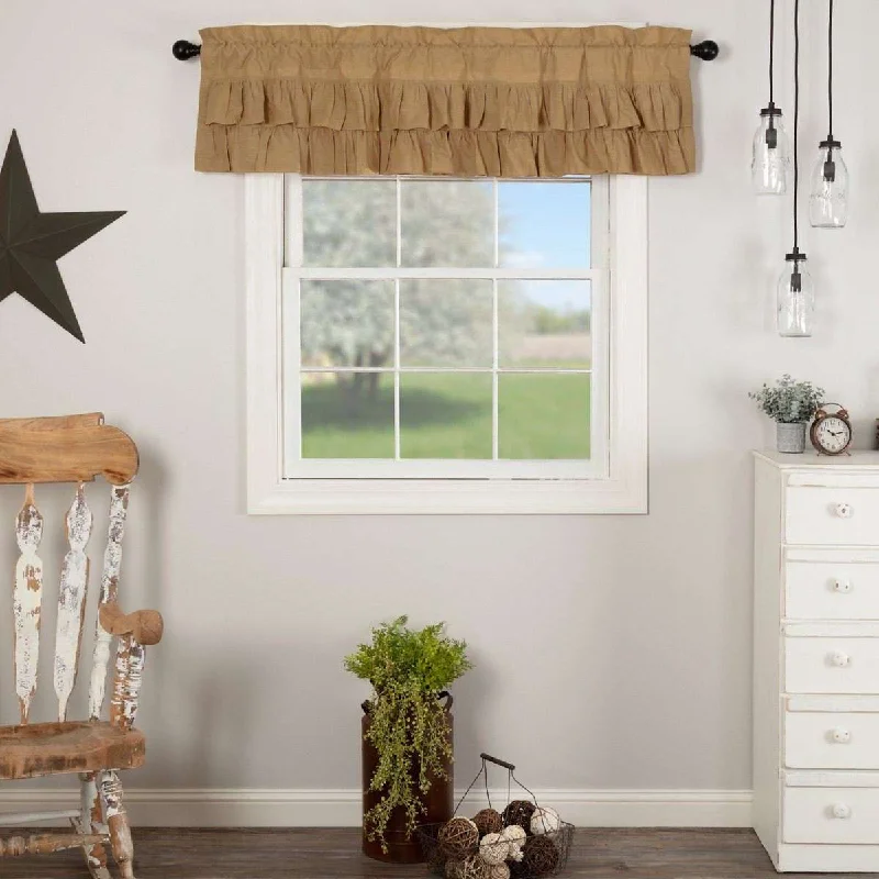 Simple Life Flax Khaki Ruffled Valance Curtain Khaki VHC Brands