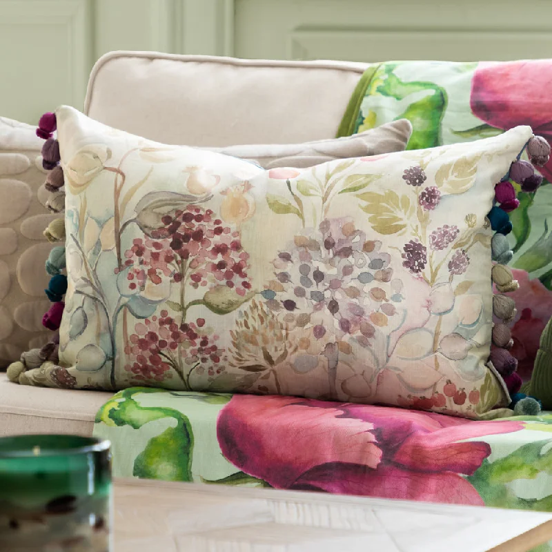 Hedgerow Printed Feather Cushion Linen