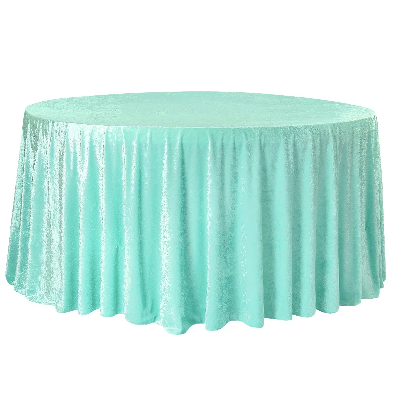 Velvet 120" Round Tablecloth - Light Turquoise