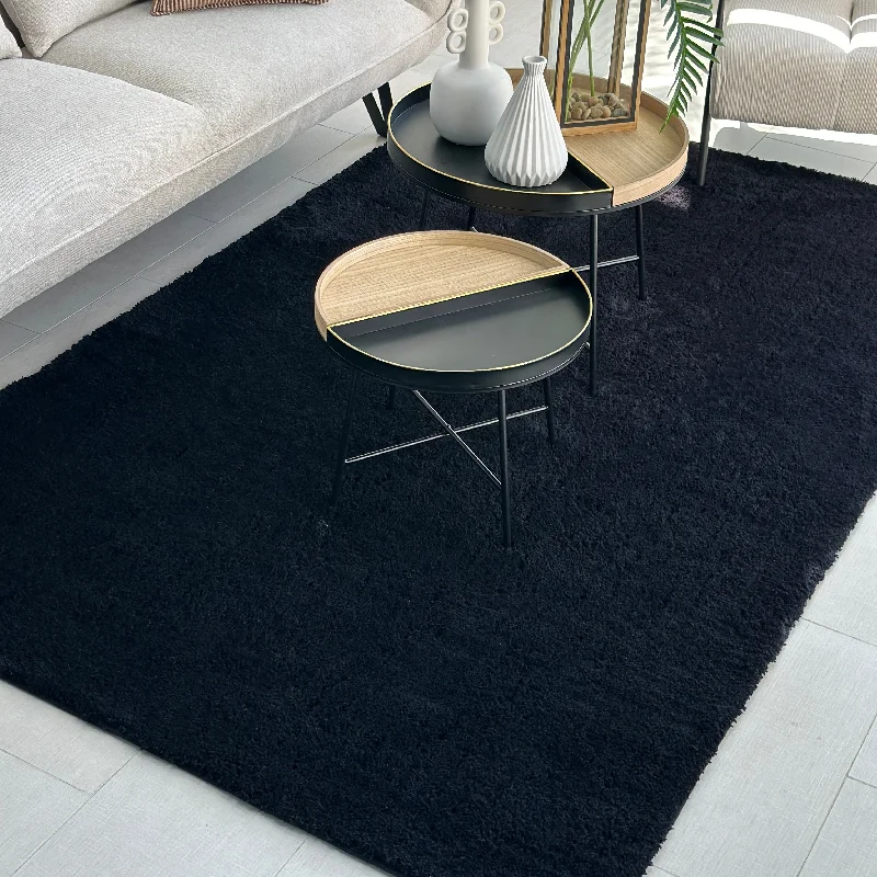 Super Soft Shaggy Black Rug 5' x 8'