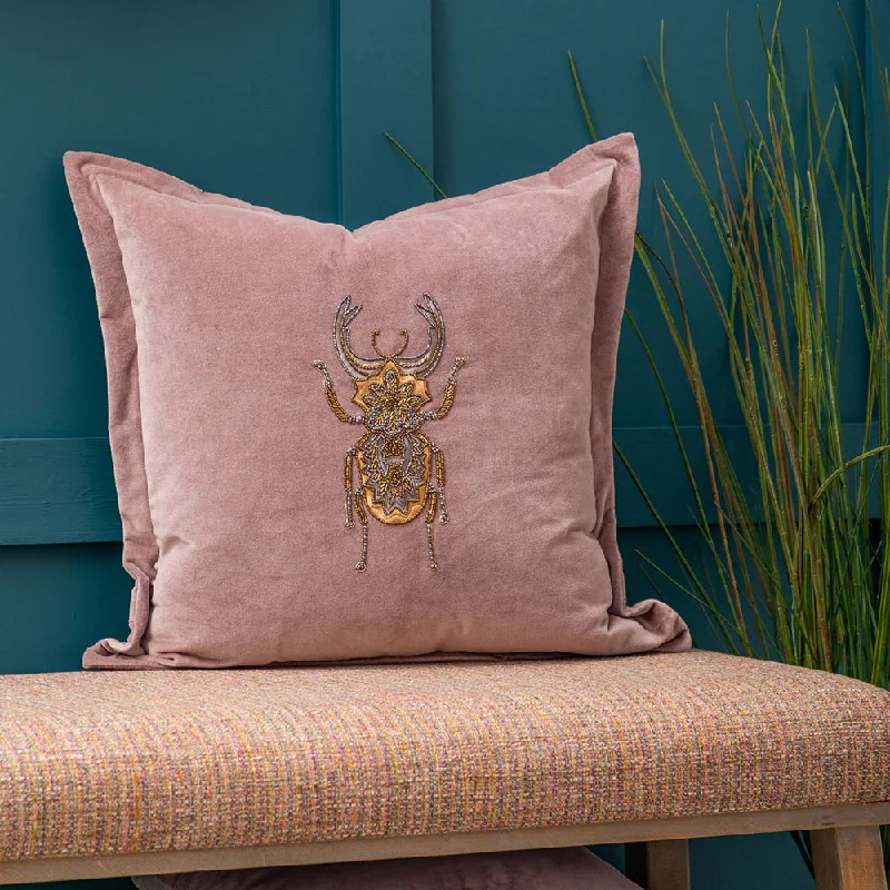 Bellatrix Embroidered Feather Cushion Heather