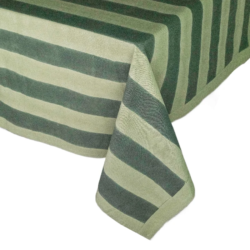 Elena Green Stripe Tablecloth