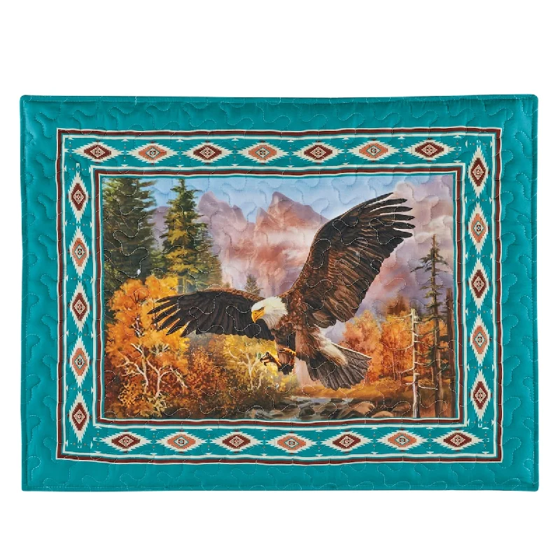 Majestic Eagle Scene Aztec Border Pillow Shams - Set of 2