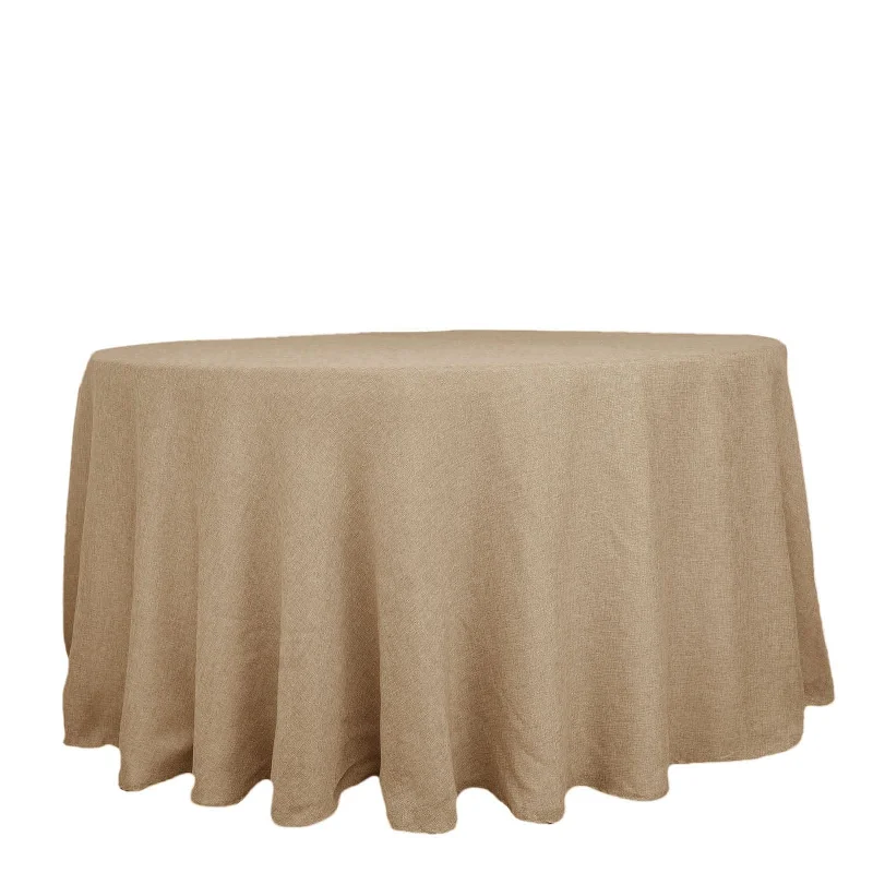 108" Round Faux Burlap Tablecloth - Natural