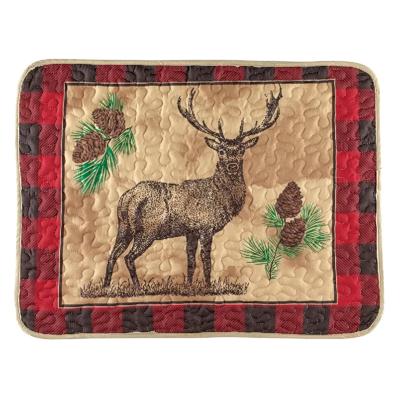 Realistic Deer and Bear Woodland Patches Pillow Sham