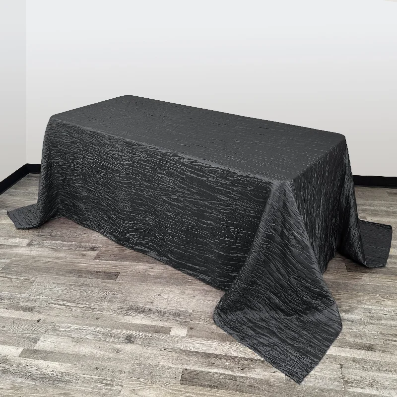 90 x 156 inch Crinkle Taffeta Rectangular Tablecloth Black