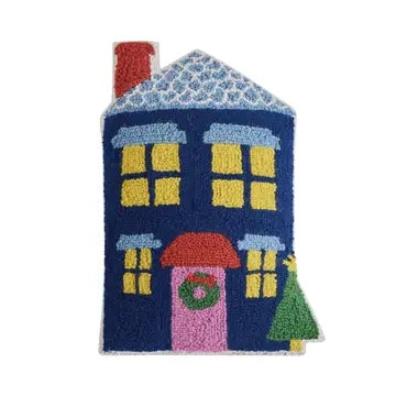 Blue House Shaped Hook Pillow