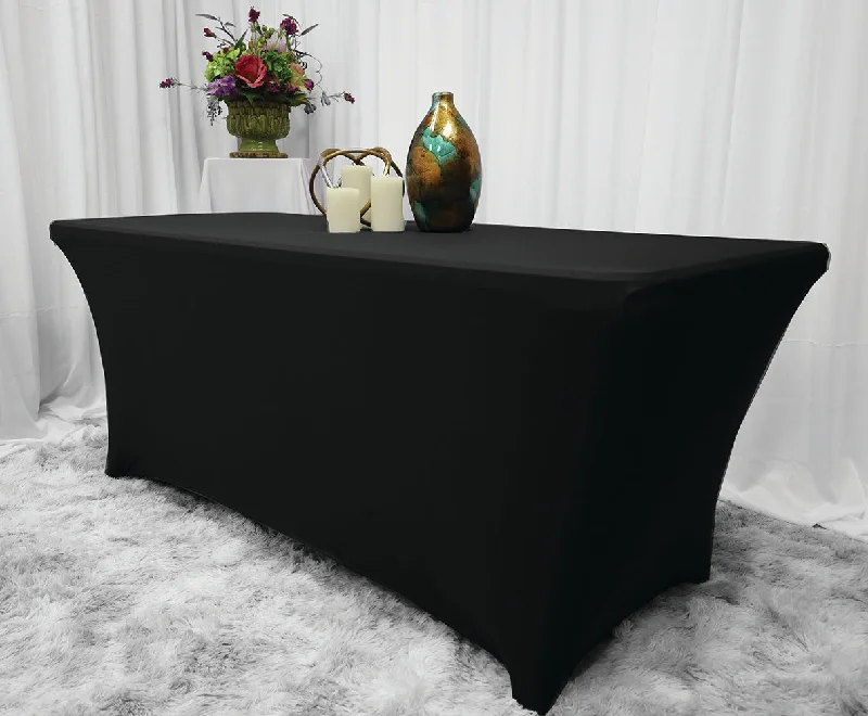 6 Ft Rectangular Spandex (220 GSM) Table Cover - Black (1pc)