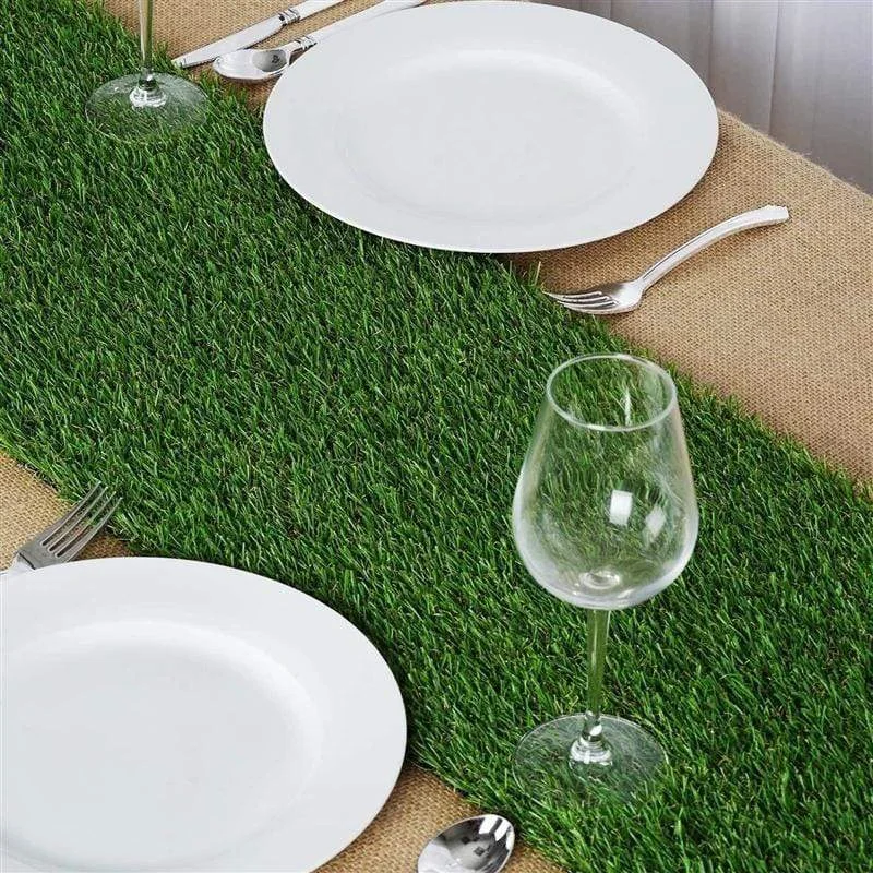 12" x 108" Artificial Green Grass Table Runner