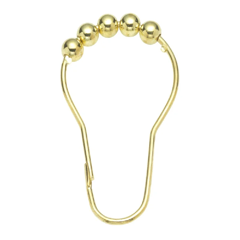 12-piece Brass Shower Curtain Roller Hooks