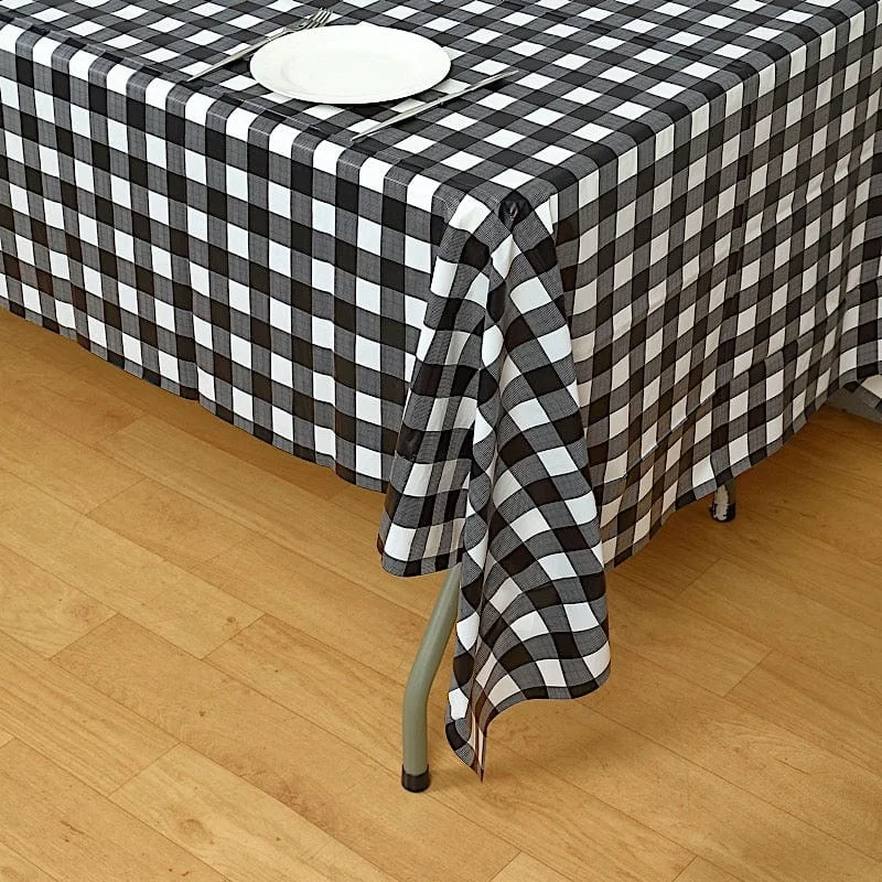 54x108" Checkered Disposable Plastic Table Cover Tablecloth