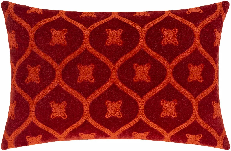 Urbanna Red Floral Cotton Lumbar Pillow - Clearance