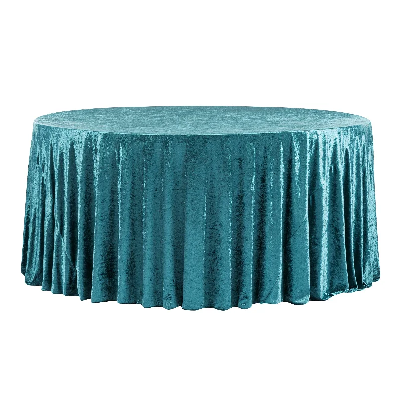 Velvet 132" Round Tablecloth - Dark Turquoise