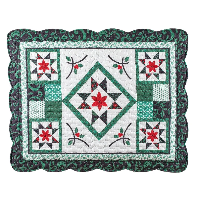 Poinsettia Star Standard Size Patchwork Pillow Sham