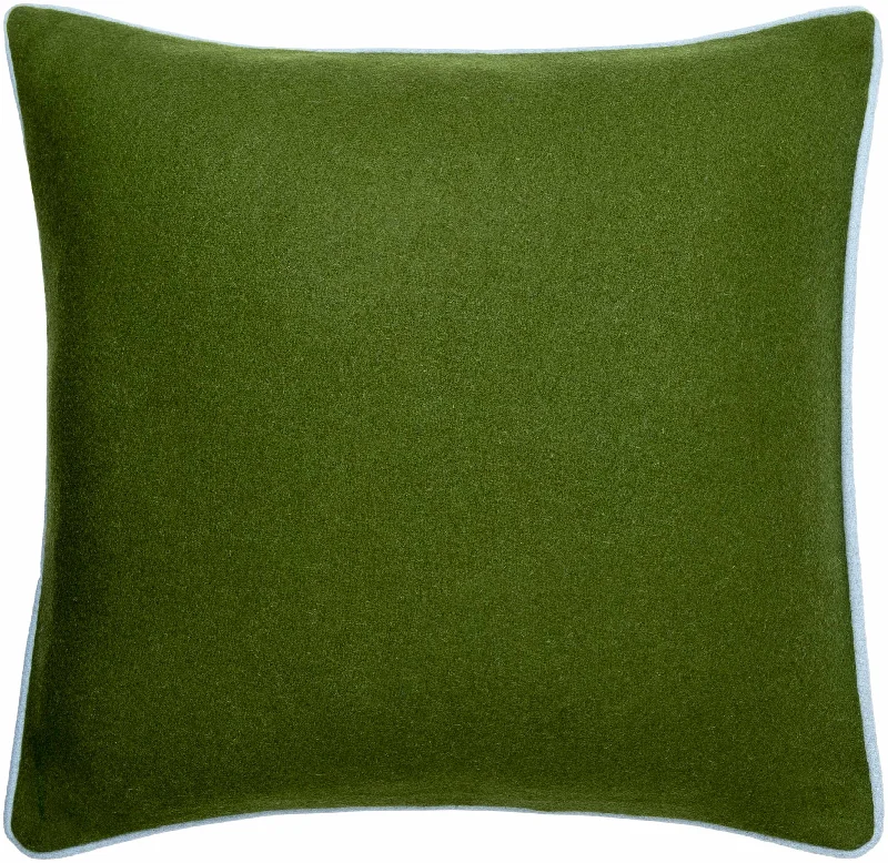 Rizzo Olive Green Wool Square Throw Pillow