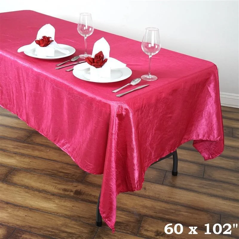 60" x 102" Crinkled Crushed Taffeta Rectangular Tablecloth - Fuchsia