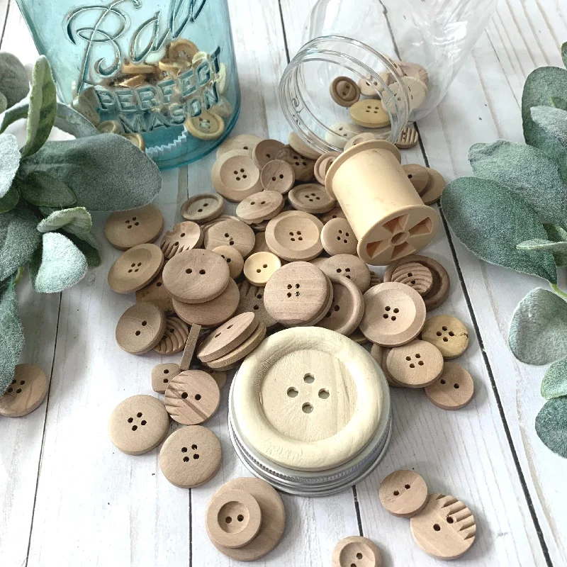 Spare Wood Button: Ridged with 4 holes, SPARE BUTTONS