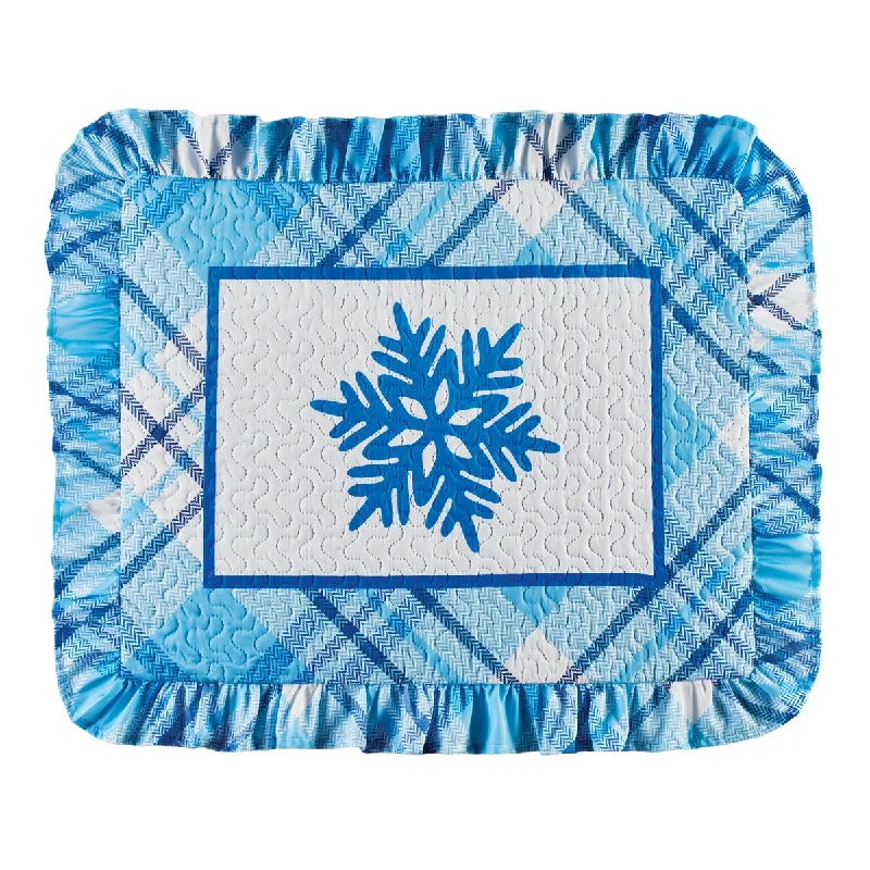 Snowflake Plaid Design Triple Ruffle Pillow Sham