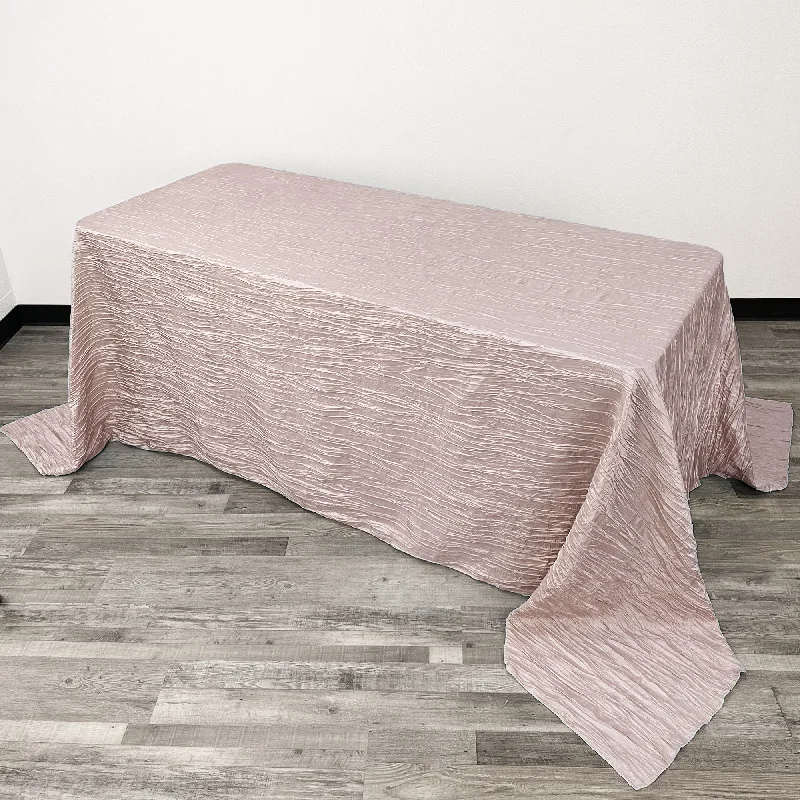 90 x 132 inch Crinkle Taffeta Rectangular Tablecloth Blush