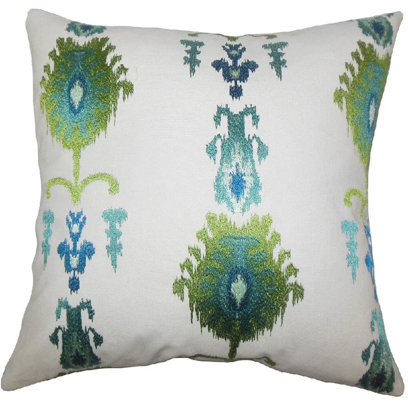 Calico Ikat Euro Sham Blue Green