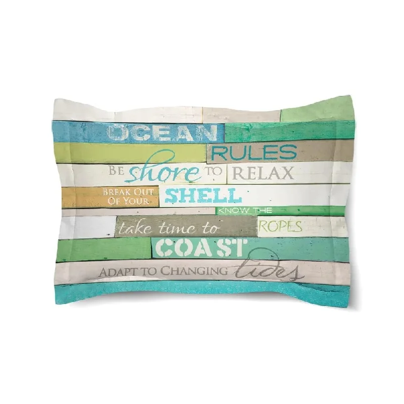 Laural Home Ocean Rules Standard Cotton Comforter Sham - 20x26