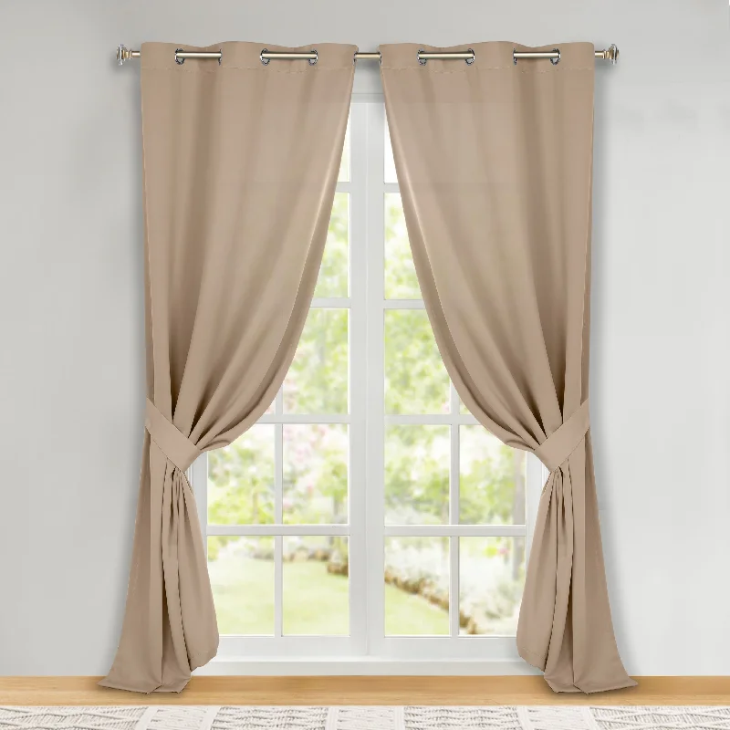 Classic Modern Solid Room Darkening Blackout Curtain Panels, Set of 2