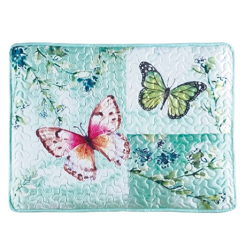 Butterfly Mint-Colored Patchwork Pillow Sham